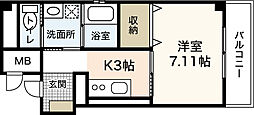 L-あまつはら 1Kの間取図画像