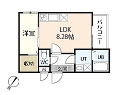 トラスティレジデンス地御前西館 1LDKの間取図画像