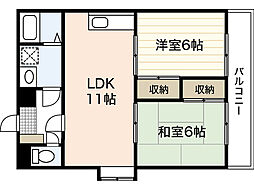ヴィラウエスギ 2LDKの間取図画像