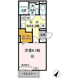 アップスD-IV 1DKの間取図画像