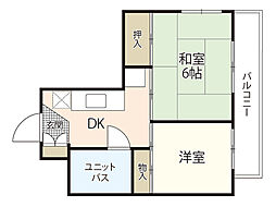 ハイネス江波 2Kの間取図画像
