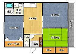 メゾンモリカワ 3DKの間取図画像