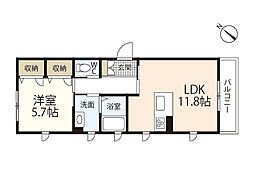 ブラウニー草津 1LDKの間取図画像
