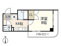 アストラル山中 1Kの間取図画像