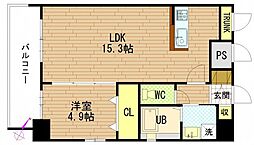 グラビスコート広島駅前通り 1LDKの間取図画像