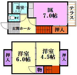 グリーンコート 2DKの間取図画像