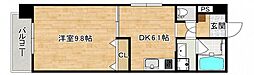 ニューキャッスル曙 1DKの間取図画像