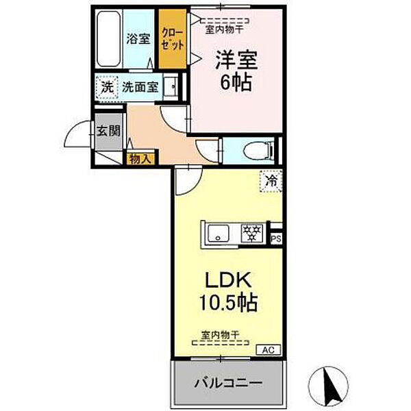 広島県東広島市西条町寺家(賃貸アパート1LDK・2階・42.63㎡)の写真 その2