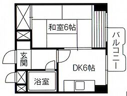 チサンマンション広島 1DKの間取図画像