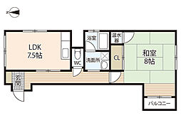 加治ビル 4階1LDKの間取り