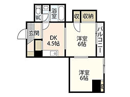 宇品川手ビル 7階2DKの間取り