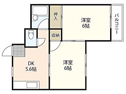 椿本ビル 2DKの間取図画像