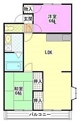 メゾン浜本 2階2LDKの間取り