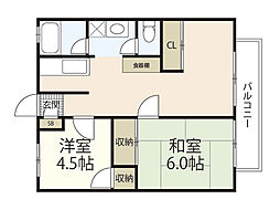 ハルハレーンE 2LDKの間取図画像