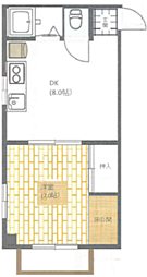 ウェルヒル御幸 3階1DKの間取り