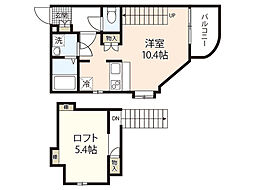 フルール観音 4階ワンルームの間取り