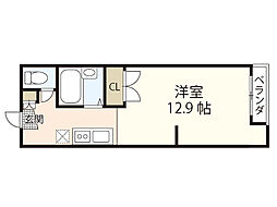 カーサ蟹原 1階1Kの間取り