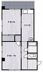長谷コーポ 3階2DKの間取り