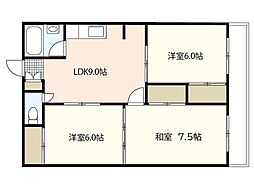 創和ビル 5階3DKの間取り