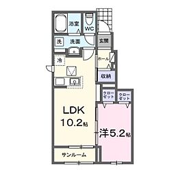 フェリーチェ 1階1LDKの間取り