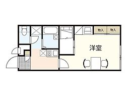 レオパレスセジュール藤 1階1Kの間取り