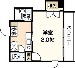 パルコーポ新宮 2階1Kの間取り