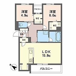 プランドール 2階2LDKの間取り