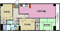 第2山幸マンション 2階3LDKの間取り