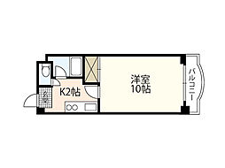 メリーハイツ 4階1Kの間取り
