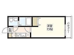 リヴェール海田 1階1Kの間取り