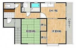高橋コーポ 2階2DKの間取り