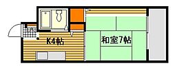 宮内サンセットヒルズ2 1Kの間取図画像