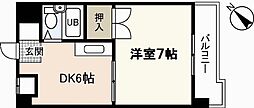 エクセルコート太田川 6階1DKの間取り