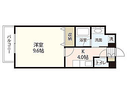 アンフィニ河原町 7階1Kの間取り