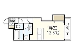レンレン　ロイヤルガーデン 6階ワンルームの間取り