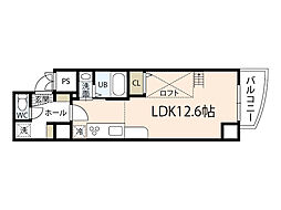 グランドポレストーネ東平塚 12階1Kの間取り