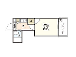 舟入ビル 4階1Kの間取り