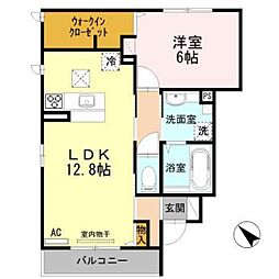 コーポにほじま 1階1LDKの間取り