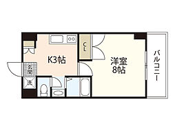 光町大丈ビル 6階1Kの間取り