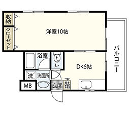 グランドメゾン西本 9階1DKの間取り