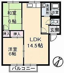 フレグランス天応C棟 2階2LDKの間取り