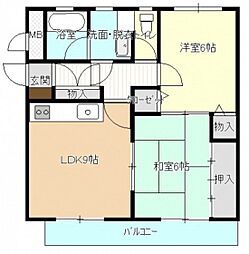 ティファニー 2階2LDKの間取り