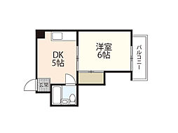 コーポ益 3階1Kの間取り