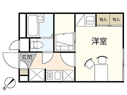レオパレスデュエット 1階1Kの間取り