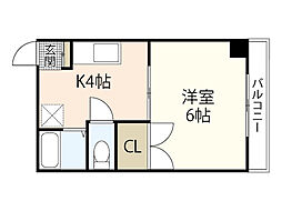 長森ビル 5階1DKの間取り