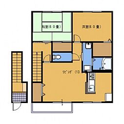 サンビレッジ府中　Ｂ 2階2LDKの間取り
