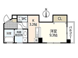 Moi.国泰寺 7階ワンルームの間取り