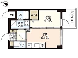 ＡＲ庚午南 2階1DKの間取り