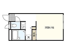 レオパレスシェルムーン 1階ワンルームの間取り
