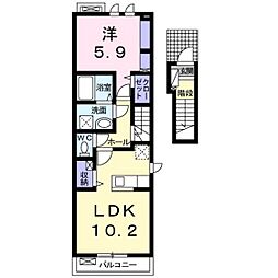 メゾン アンジュ 2階1LDKの間取り